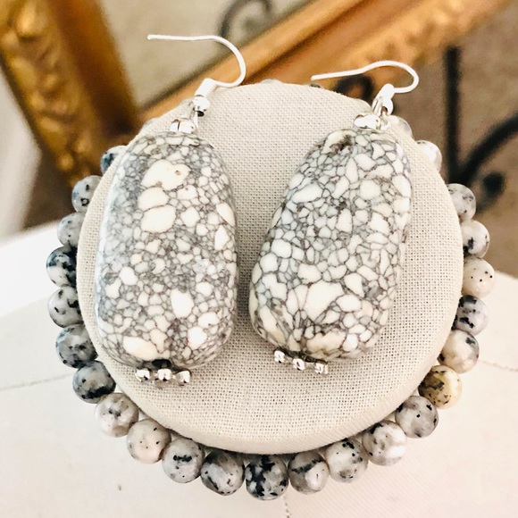 Vintage Jasper Stone Bracelet & Earrings - Picture 3 of 10